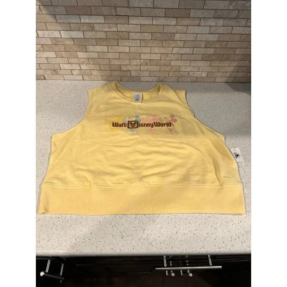 Disney Parks Walt Disney World Resort Women's xl Cropped Yellow Tank Top NWT b18